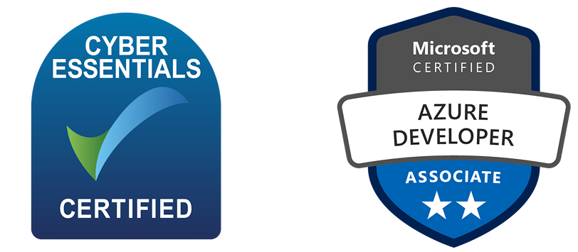 Cyber Essentials Certified and Microsoft Certified Azure Developer accreditations